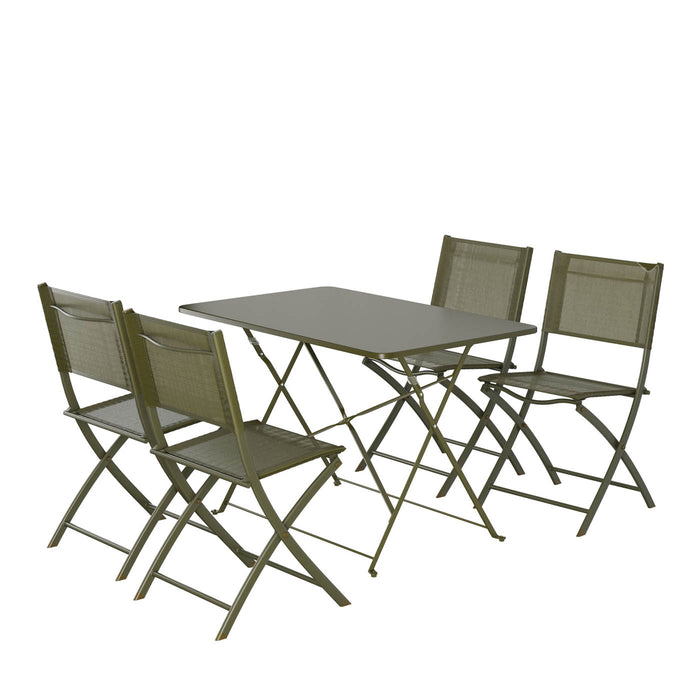 Outdoor Dining Table Folding Lightweight Green Metal 4 Seater Rectangular Bistro - Image 3