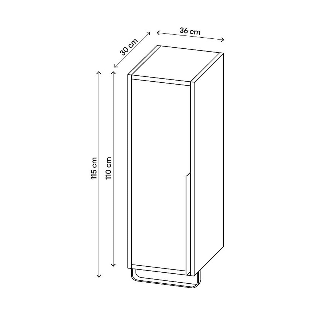 Bathroom Single Cabinet Maza Slimline Matt White Storage Cupboard Furniture - Image 2