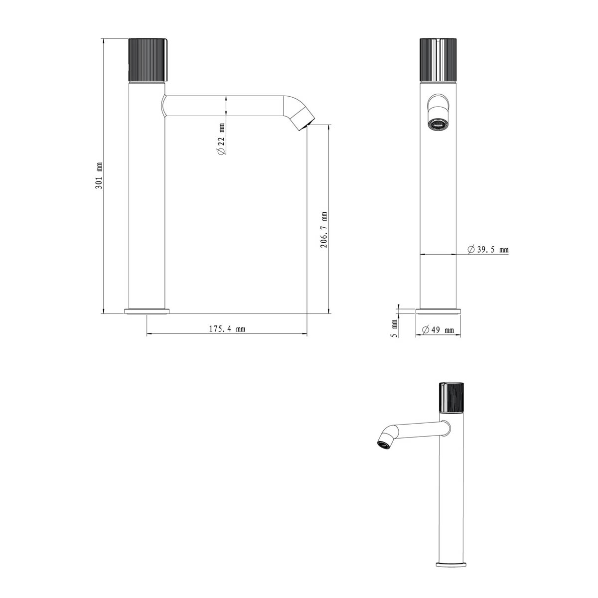 Barhroom Basin Tap Mixer Chrome Round Single Lever Ceramic Cartridge Faucet - Image 2