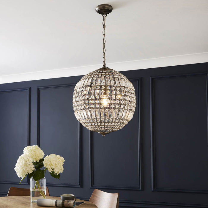 Pendant Ceiling Light Chandelier Crystal Ball Adjustable Height 10W (Dia)440mm - Image 2