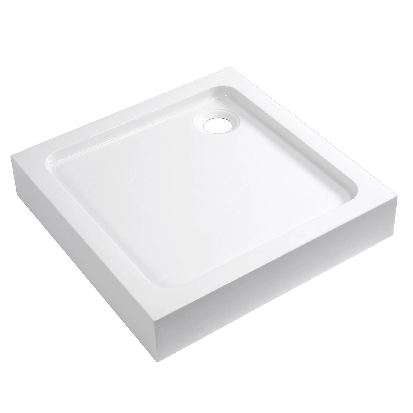Shower Tray Gloss White Square Corner Drain 150mm Anti Slip Bathroom Modern - Image 3
