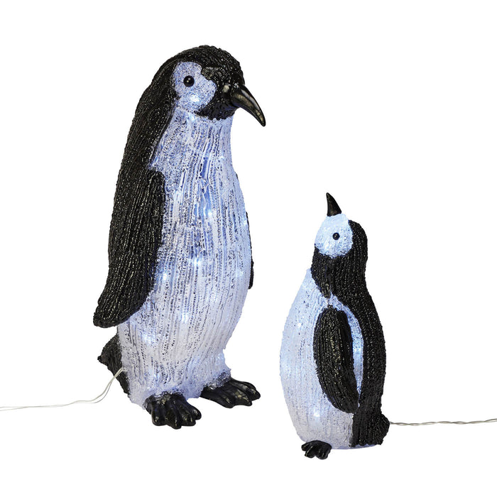 Christmas Penguin And Baby Penguin Decoration LED Ice White Indoor Outdoor - Image 1
