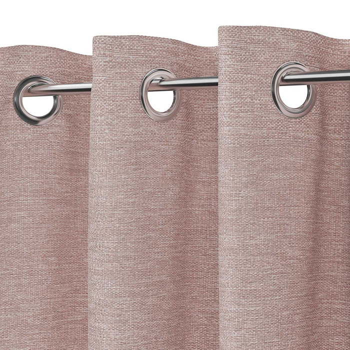 Eyelet Curtain Pair Pink Plain Lined Chic Bay Window Woven Effect (W)228(L)228cm - Image 3