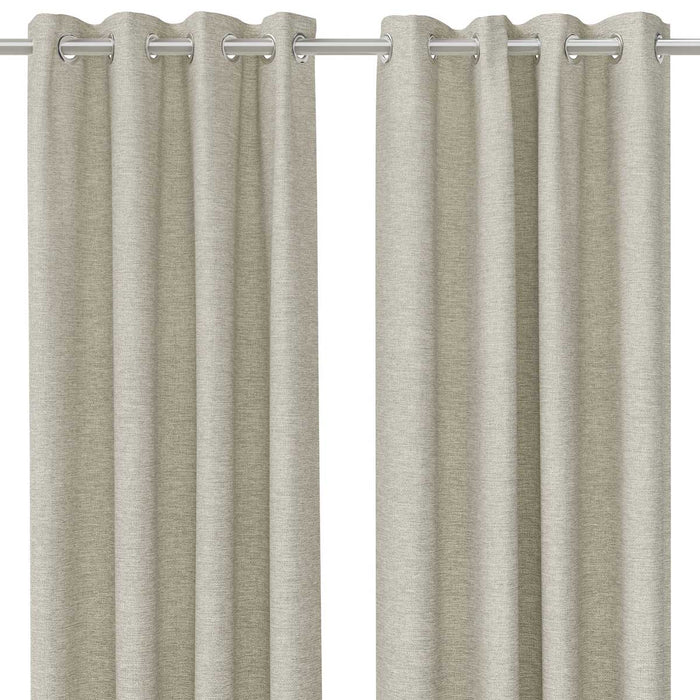 Eyelet Curtain Pair Beige Plain Lined Bay Windows Woven Effect (W)167 (L)228cm - Image 2