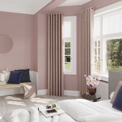 Napour Pink Plain Lined Eyelet Curtain (W)167cm (L)228cm, Pair - Image 1