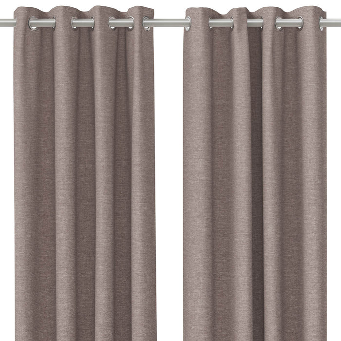 Curtains Lined Eyelet Ring Top Taupe Plain Ready Made Pair (W)167x(L)228cm - Image 2