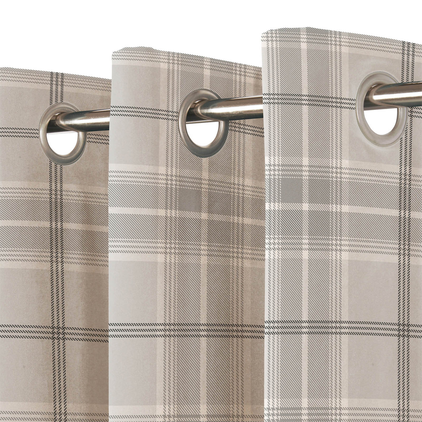Eyelet Curtain Beige Lined Ready Made Ring Top Living Bedroom Pair 167x228cm - Image 3