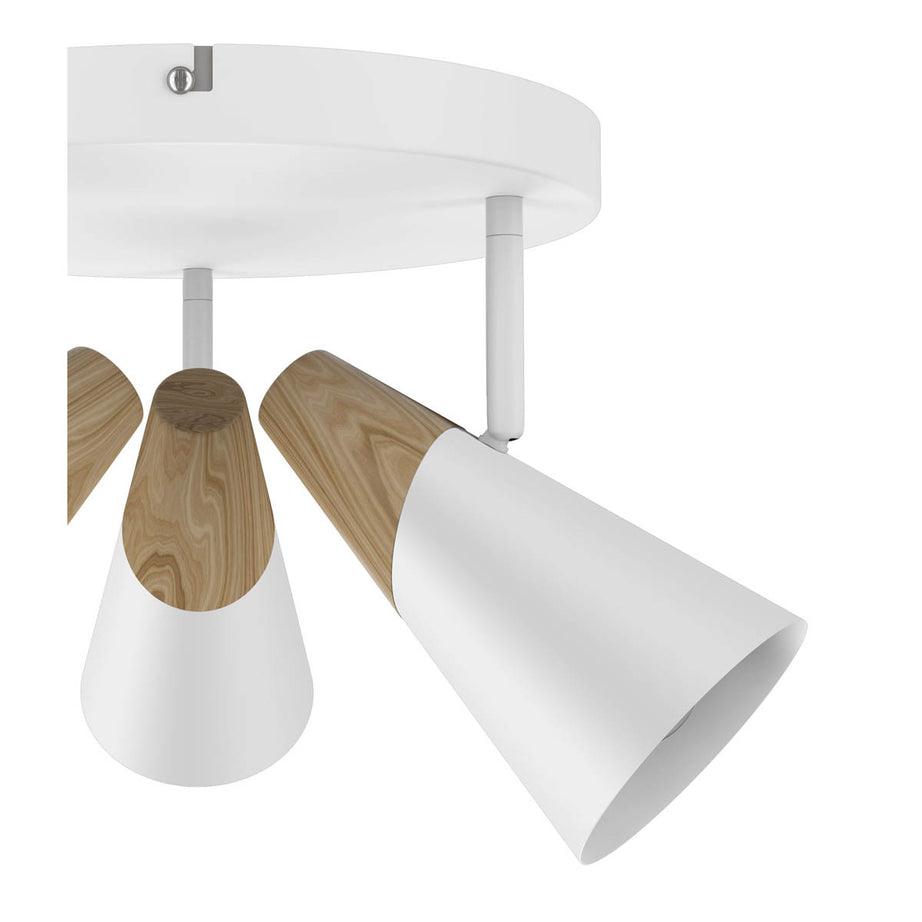 LED Ceiling Light 3 Way Spotlight Plate Matt White Adjustable Heads Modern - Image 4