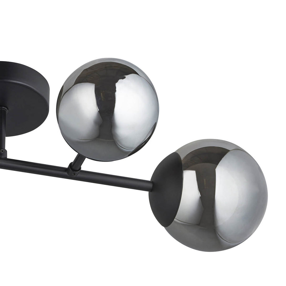LED Ceiling Light 4 Way Black Smoked Effect Globe Shades Vintage Multi Arm - Image 5
