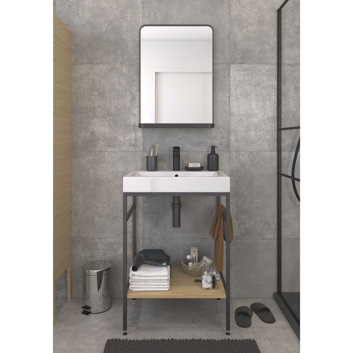 Bathroom Mirror Vertical Matt Black Rectangular Wall Mounted (H)70cm (W)50cm - Image 3