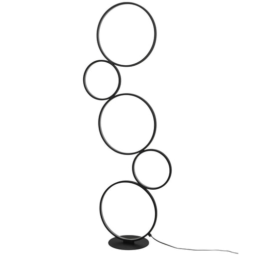 Floor Lamp LED Matt Black Warm White 2000lm 5 Rings Dimmable Modern 33W (H)1.15m - Image 1
