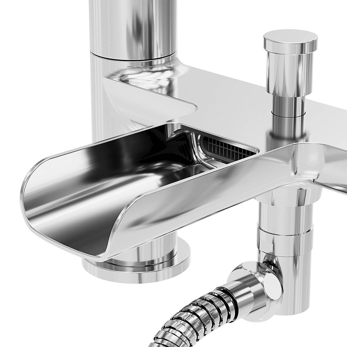 Bath Filler Tap With Hand Held Set Chrome Double Lever Single Spray Pattern - Image 4