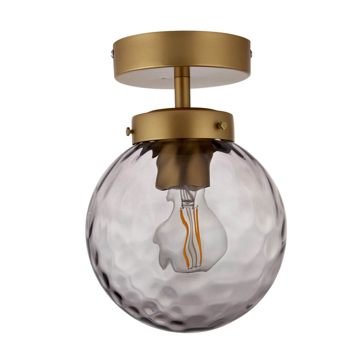 Ceiling Light Flush Pendant Outdoor Gold Smoked Glass Dimmable Weatherproof 15W - Image 3