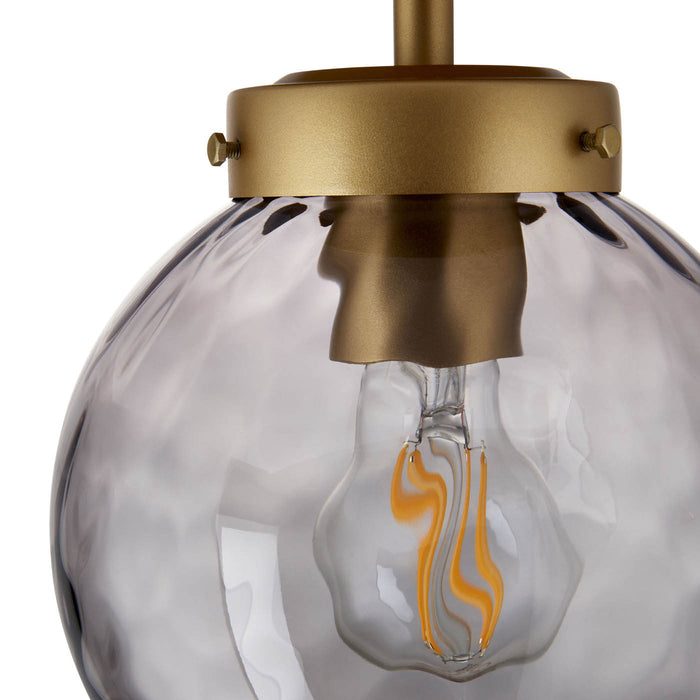 Pendant Ceiling Light Gold Smoked Round Glass Shade Outdoor Weatherproof Fixed - Image 4