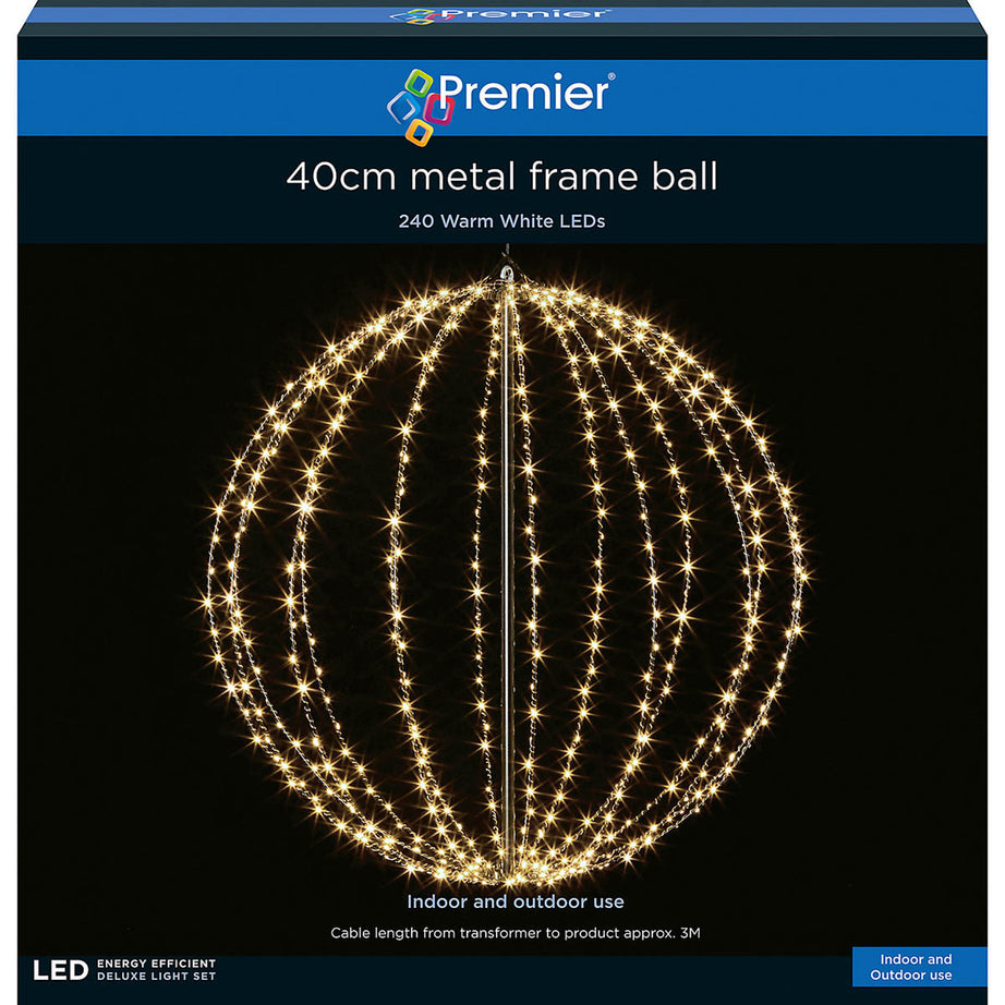 Hanging Ball LED Warm White Christmas Decoration Metal Plastic Indoor Outdoor - Image 1