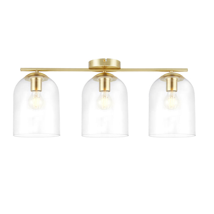 Ceiling Light 3 Way Clear Lamp Shades Brass Modern Bedroom Livingroom Halogen - Image 3