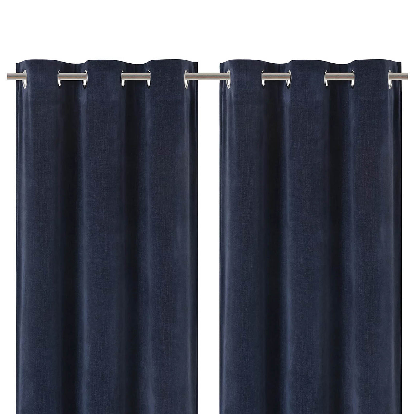 GoodHome Eyelet Curtains Arntzen Navy Lined 167x183cm Pair Thermal - Image 1