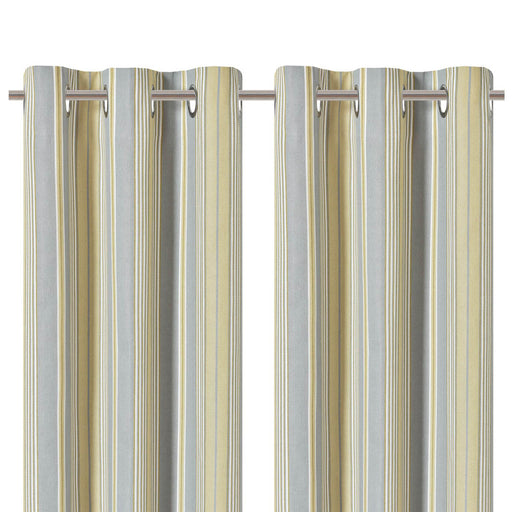 Paeru Yellow Stripes Lined Eyelet Curtain (W)167cm (L)183cm, Pair - Image 1