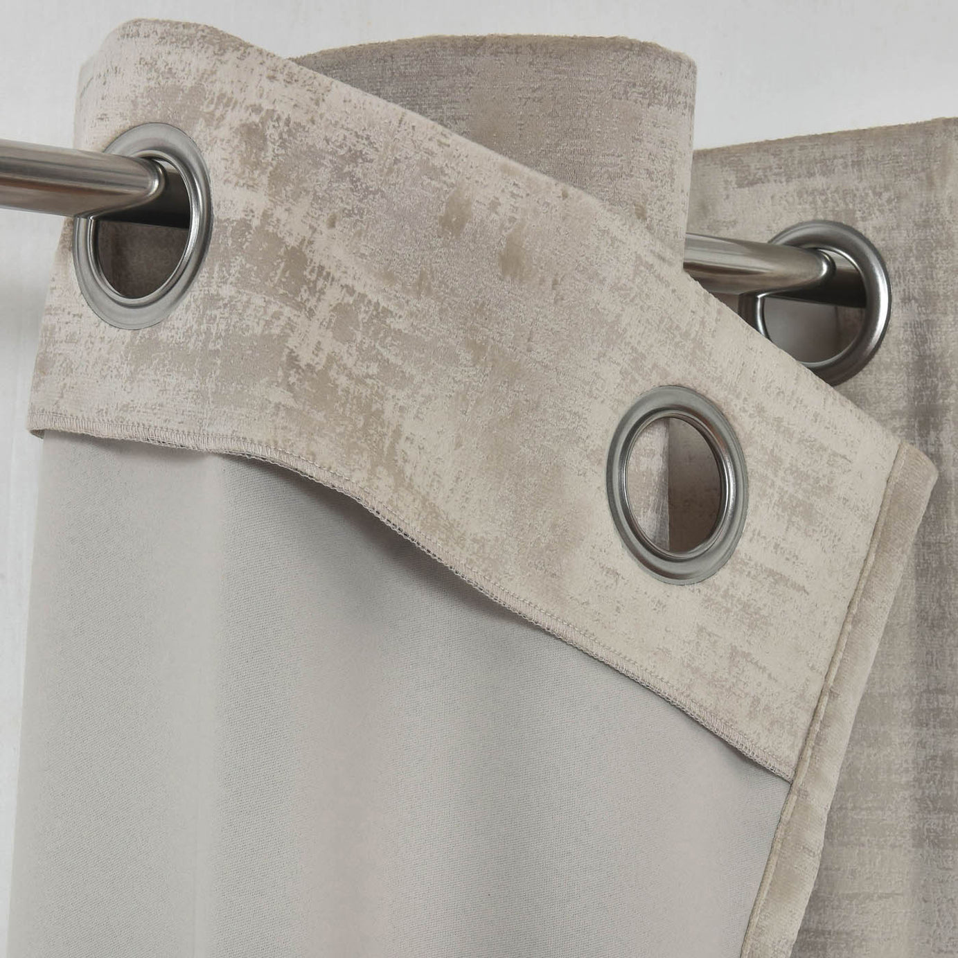 GoodHome Eyelet Curtain Beige Plain woven Lined Ruvor (W)167cm (L)183cm, Pair - Image 4