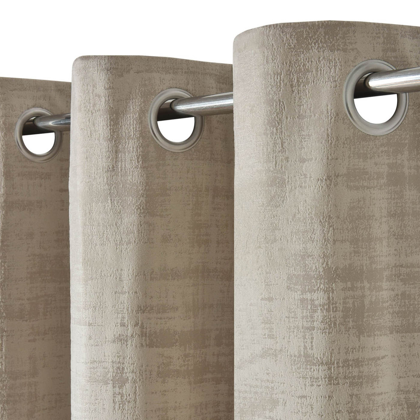 GoodHome Eyelet Curtain Beige Plain woven Lined Ruvor (W)167cm (L)183cm, Pair - Image 5