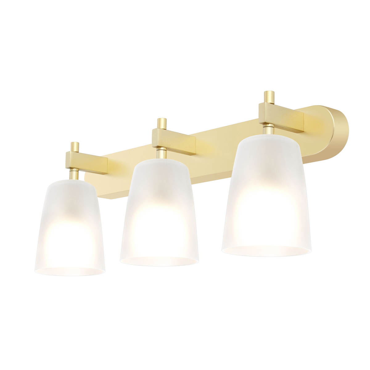 Wall Light Bar 3 Lamp Frosted Glass Brushed Brass Gold Effect Spotlight Modern - Image 2