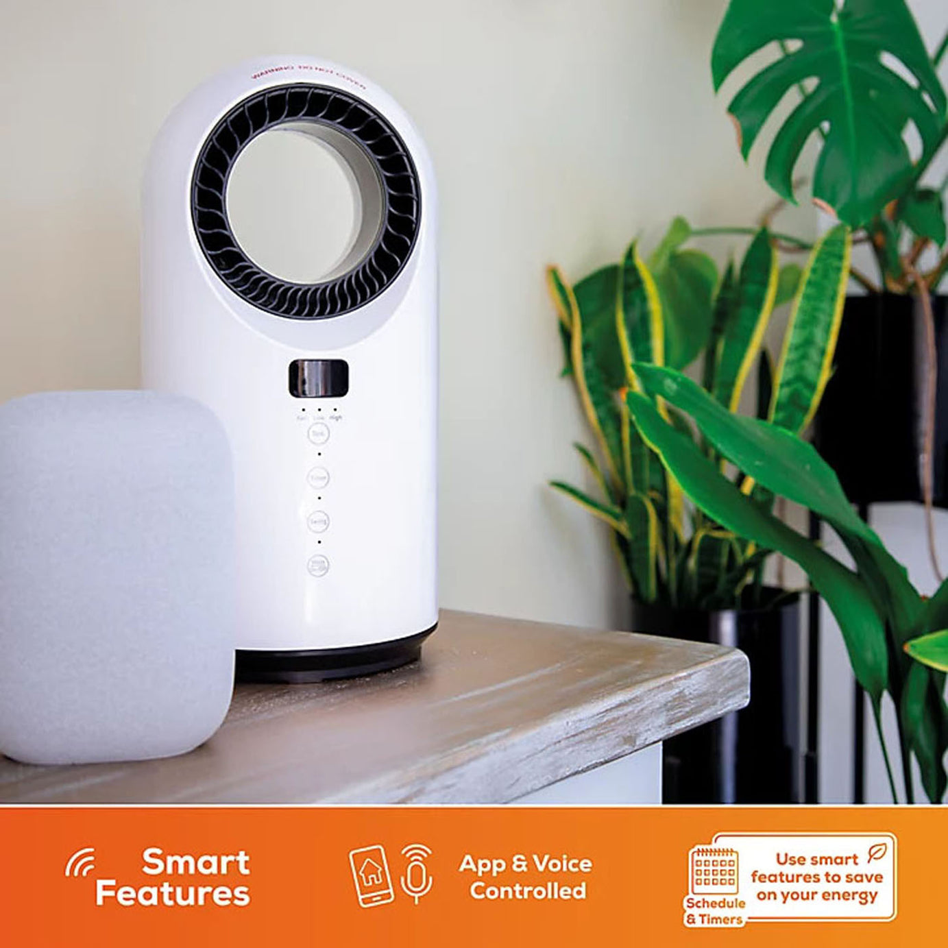 TCP Fan Heater Bladeless Smart LED White Freestanding Plastic IPX0 1500 W - Image 4