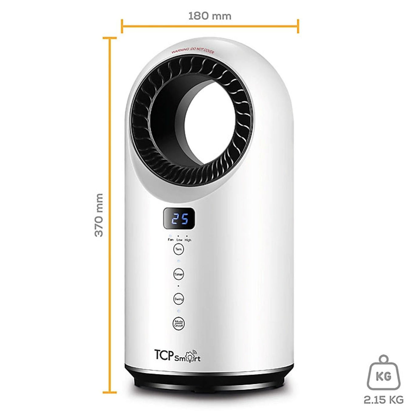 TCP Fan Heater Bladeless Smart LED White Freestanding Plastic IPX0 1500 W - Image 7