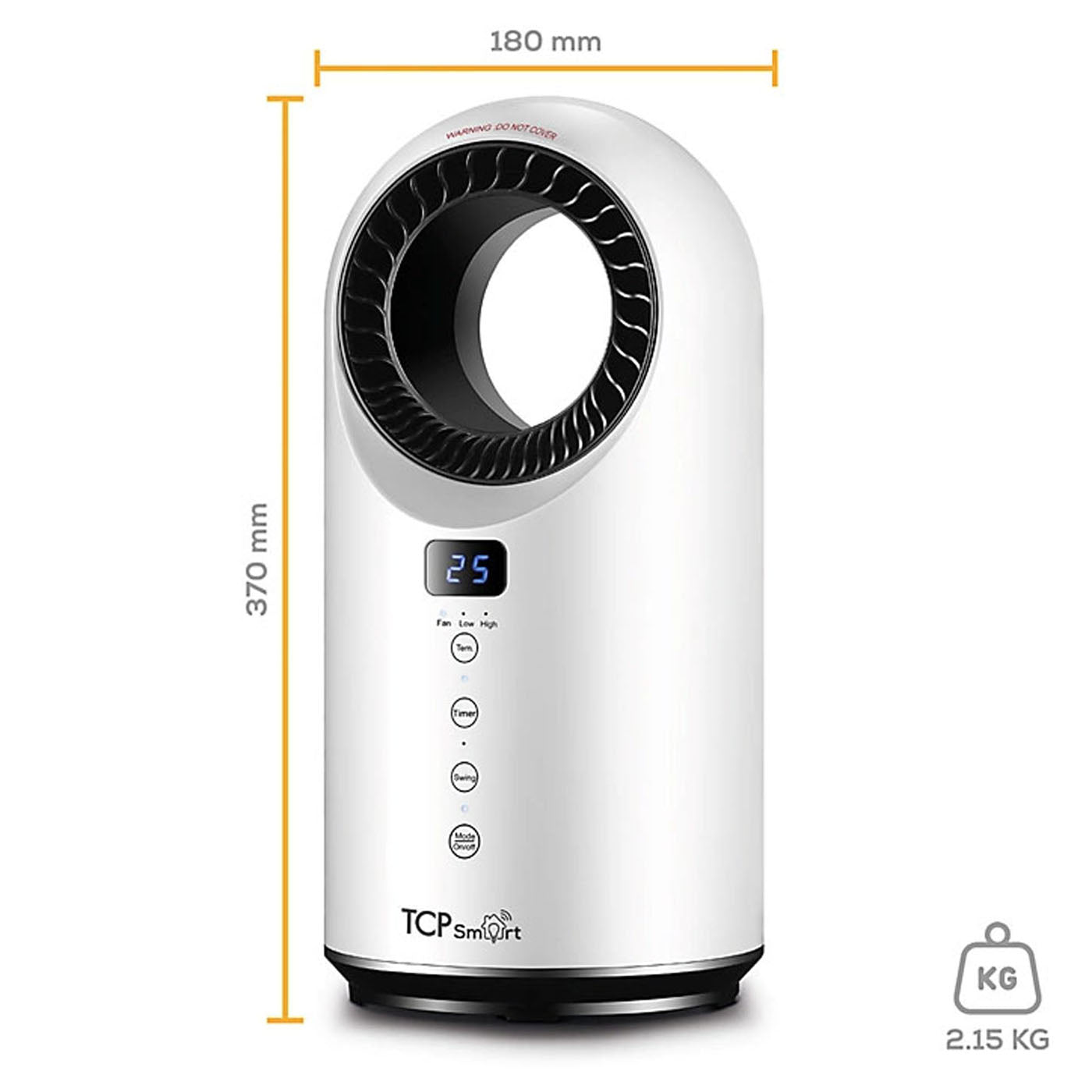 TCP Fan Heater Bladeless Smart LED White Freestanding Plastic IPX0 1500 W - Image 7