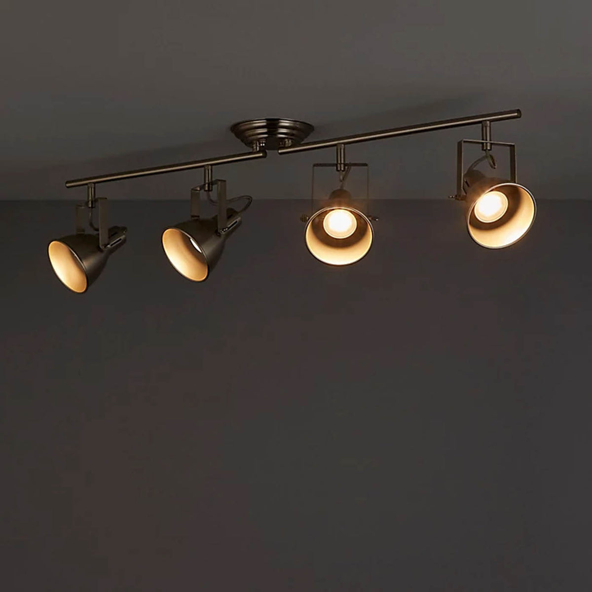 Ceiling Light 4 Way Spotlight GU10 Satin Chrome Adjustable Heads Kitchen Bar - Image 2
