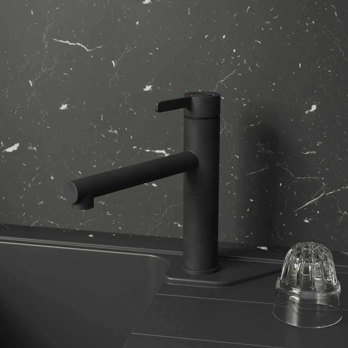 Kitchen Tap Mixer Black Graphite Top Single Lever Swivel Spout Modern Faucet - Image 2