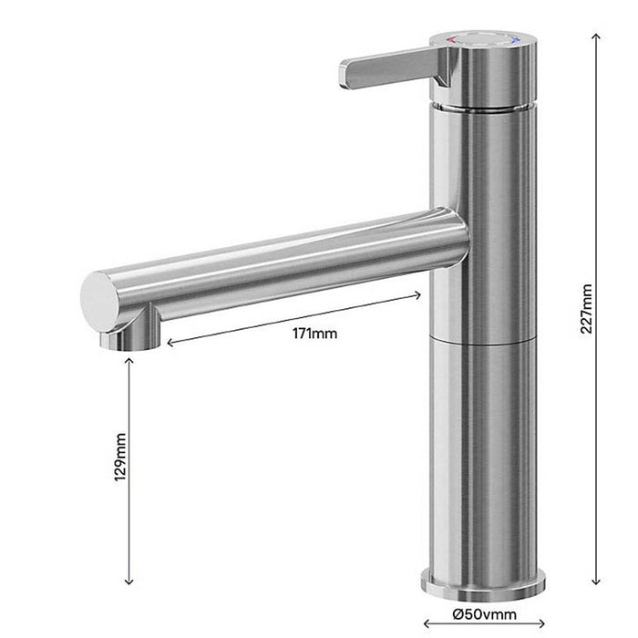 Kitchen Top Mixer Tap Single Lever Swivel Spout Stainless Steel Effect Brass - Image 3
