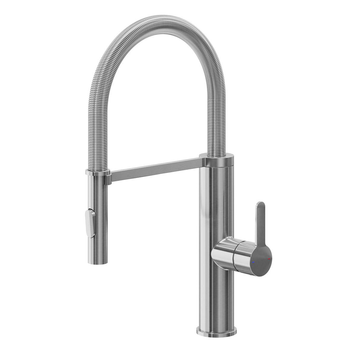 Kitchen Tap Mixer Stainless Steel Single Lever Spring Neck Swivel Spout Faucet - Image 1