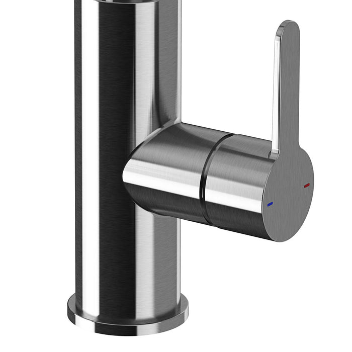 Kitchen Mixer Tap Single Side Lever Gloss Stainless Steel Effect Modern Swivel - Image 4