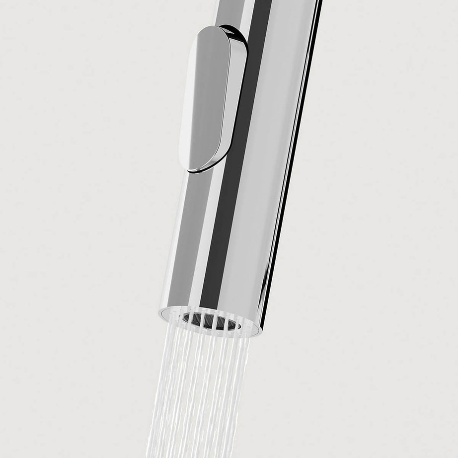 Kitchen Tap Mixer Black Chrome Single Lever Spring Neck Swivel Spout Faucet - Image 6
