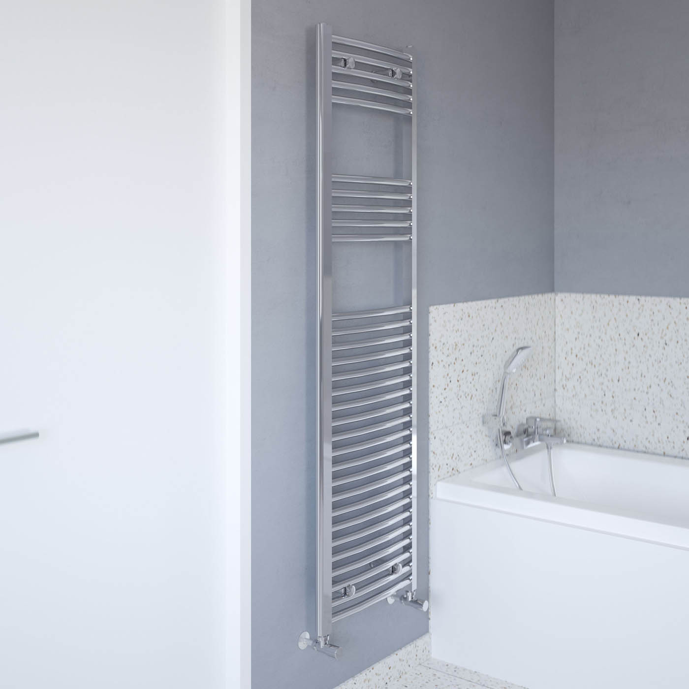 Flomasta Towel Rail Radiator Chrome Curved Bathroom Warmer Ladder (H)160x(W)45cm - Image 2