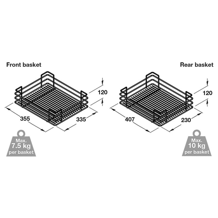 Kitchen Pull Out Storage Basket For 1000mm Corner Unit Right And Left Hand 4 - Image 3