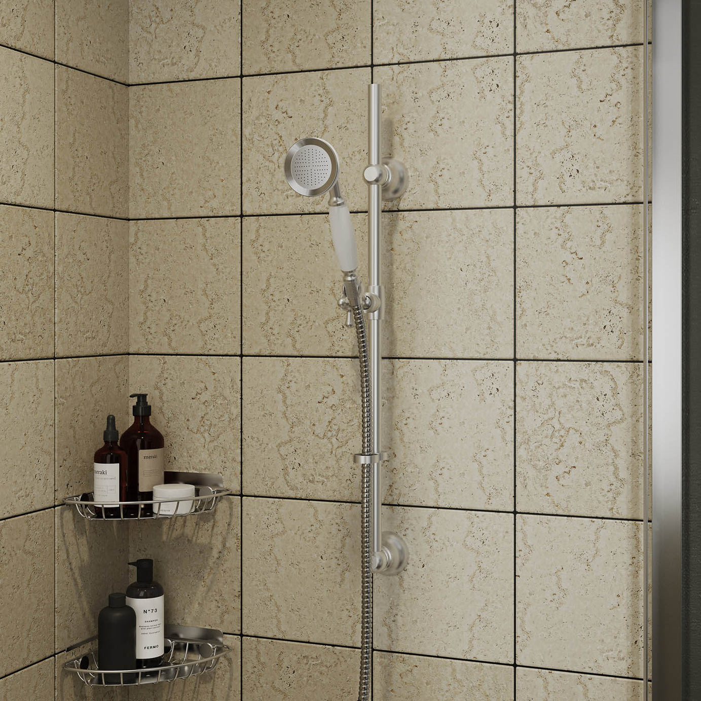 GoodHome Etel Chrome effect Single-spray pattern Shower kit - Image 2