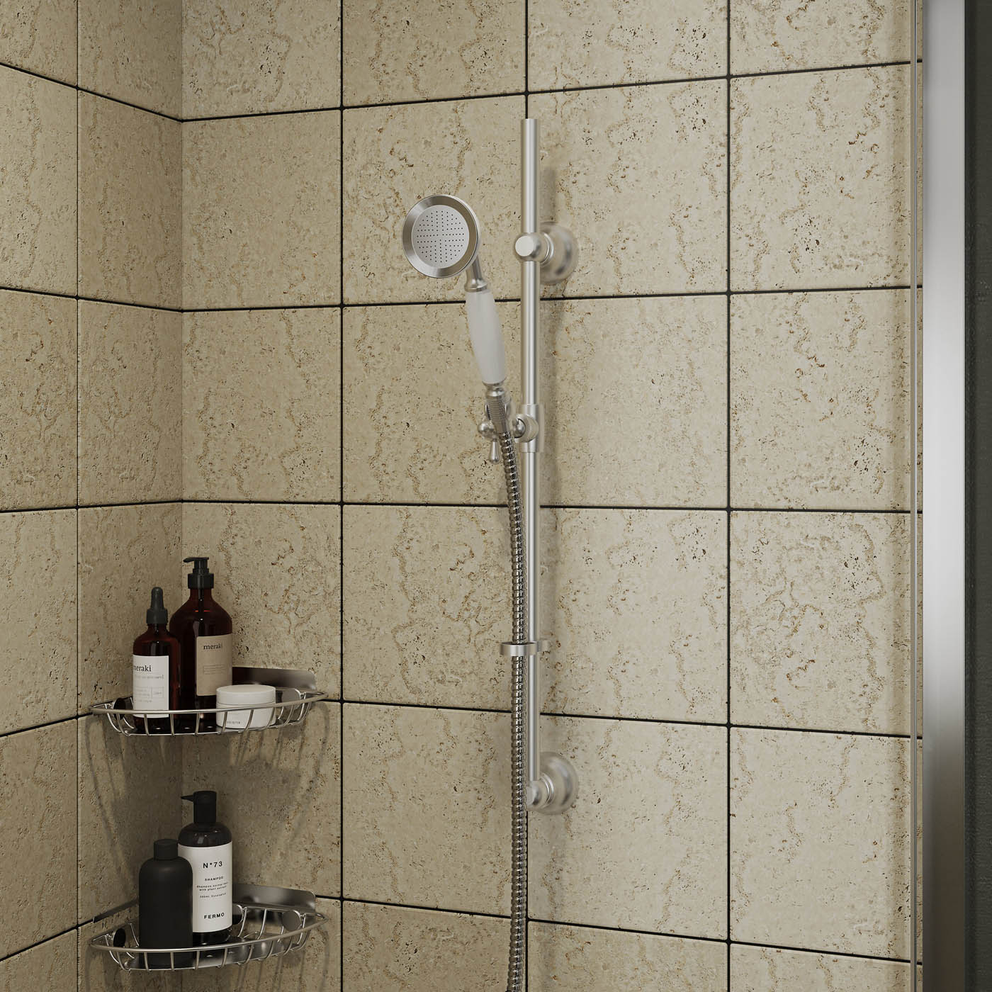 GoodHome Etel Chrome effect Single-spray pattern Shower kit - Image 2
