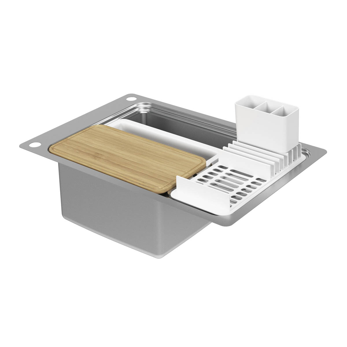 Kitchen Sink 1 Bowl Brushed Stainless Steel Reversible Drainer Rectangular - Image 1