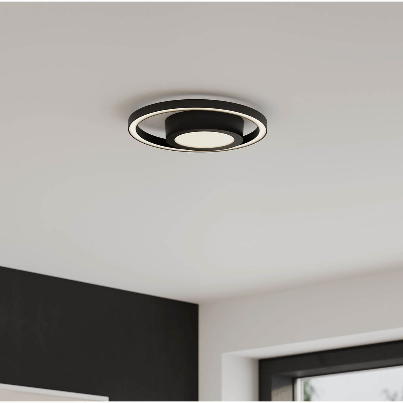 LED Ceiling Light Round Matt Black Modern Dimmable Modern Warm White Bedroom - Image 3
