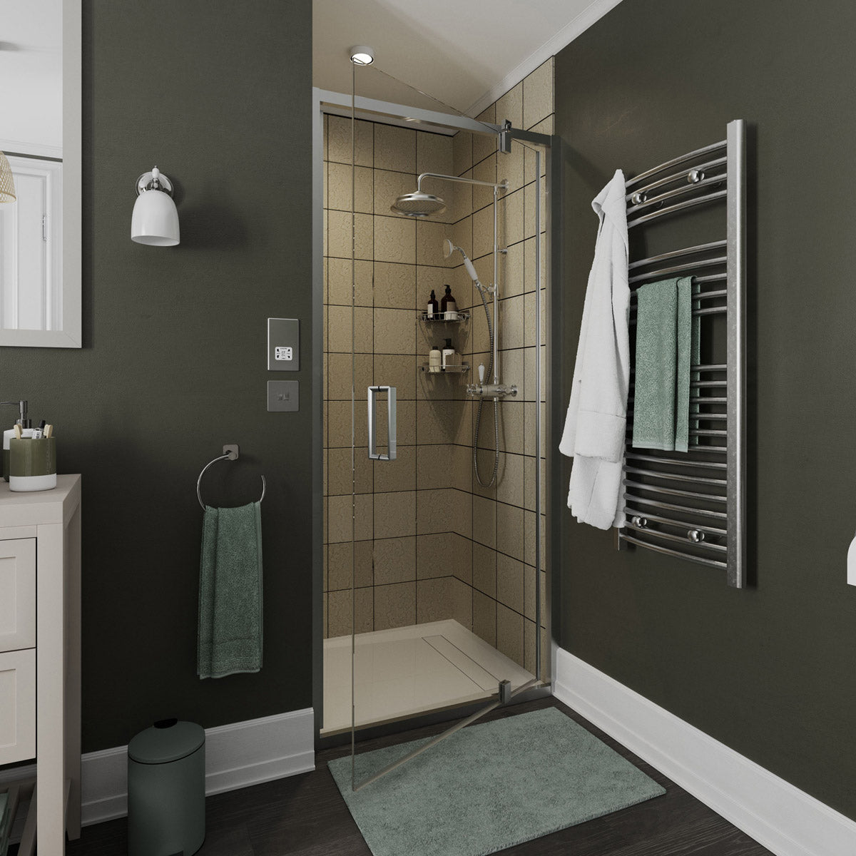 Thermostatic Mixer Shower Chrome Bathroom Round Twin Head Handset Traditional - Image 3