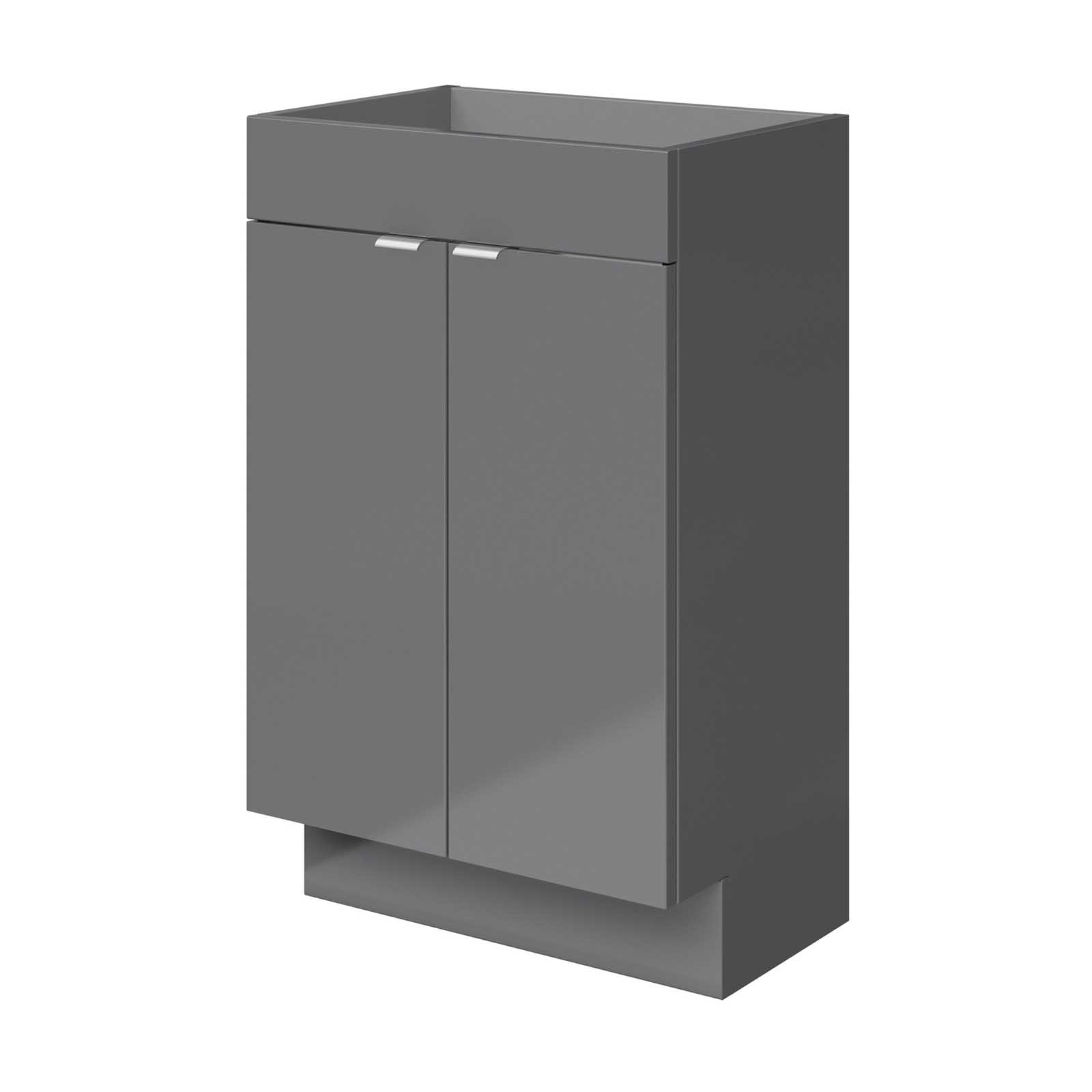 GoodHome Imandra Slimline Gloss Grey Double Bathroom Cabinet (H) 820mm (W) 500mm - Image 1