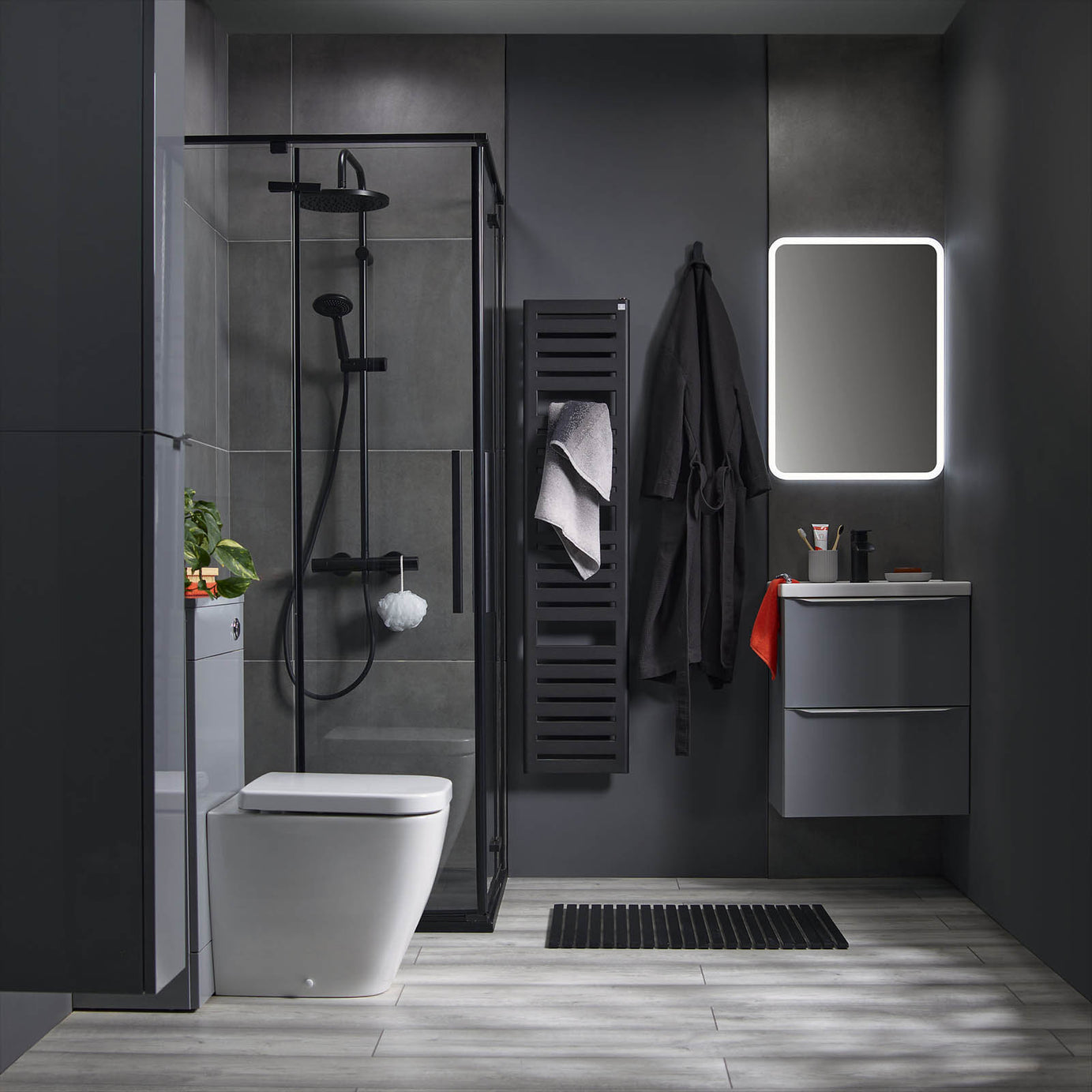 Bathroom Cabinet Vanity Unit Imandra Slimline Gloss Grey Wall Mounted Furniture - Image 6