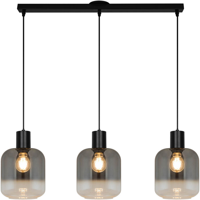 Pendant Ceiling Light Matt Black Smoked Glass Shades Hanging Industrial Modern - Image 2