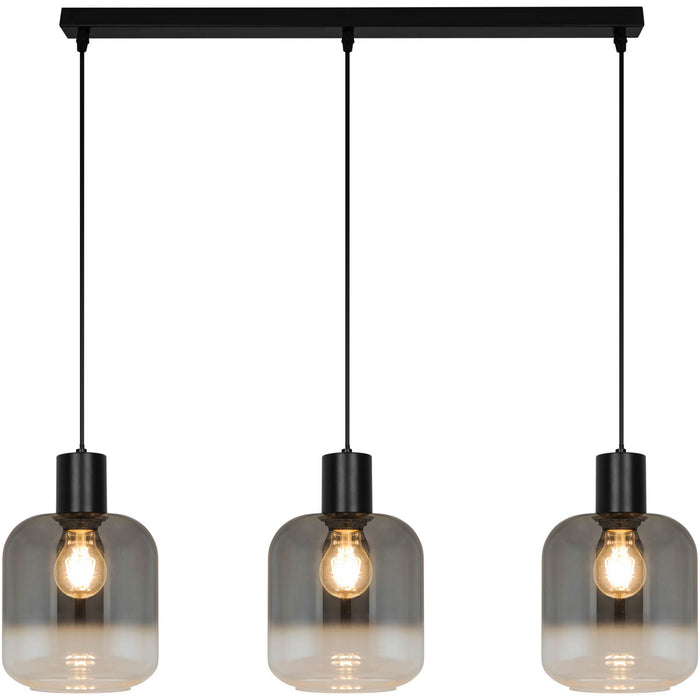 Pendant Ceiling Light Matt Black Smoked Glass Shades Hanging Industrial Modern - Image 3