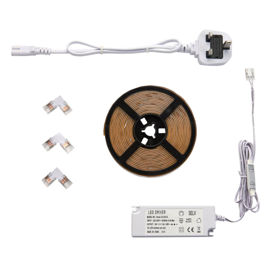 Strip Light LED Warm White Tape Cabinet TV Lamp Dimmable Adjustable Plug In L5m - Image 4