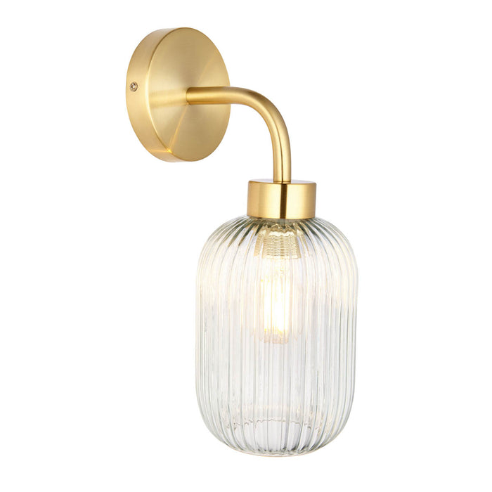 Lena Wired Wall Light Dimmable  Ribbed Glass Shade - Image 3