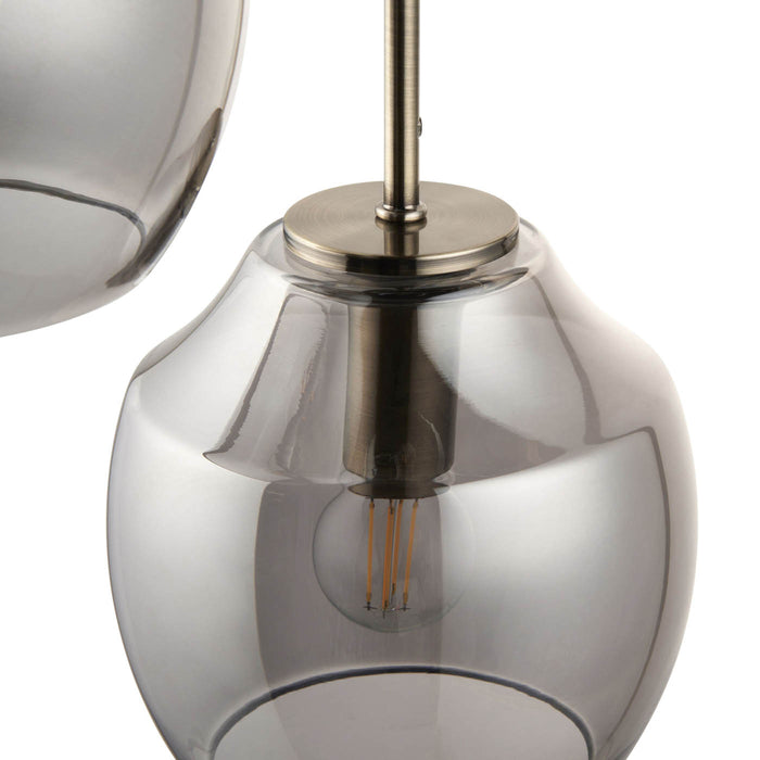 Pendant Ceiling Light 3 Way Smoked Glass Shades Adjustable Height (Dia)320mm - Image 4