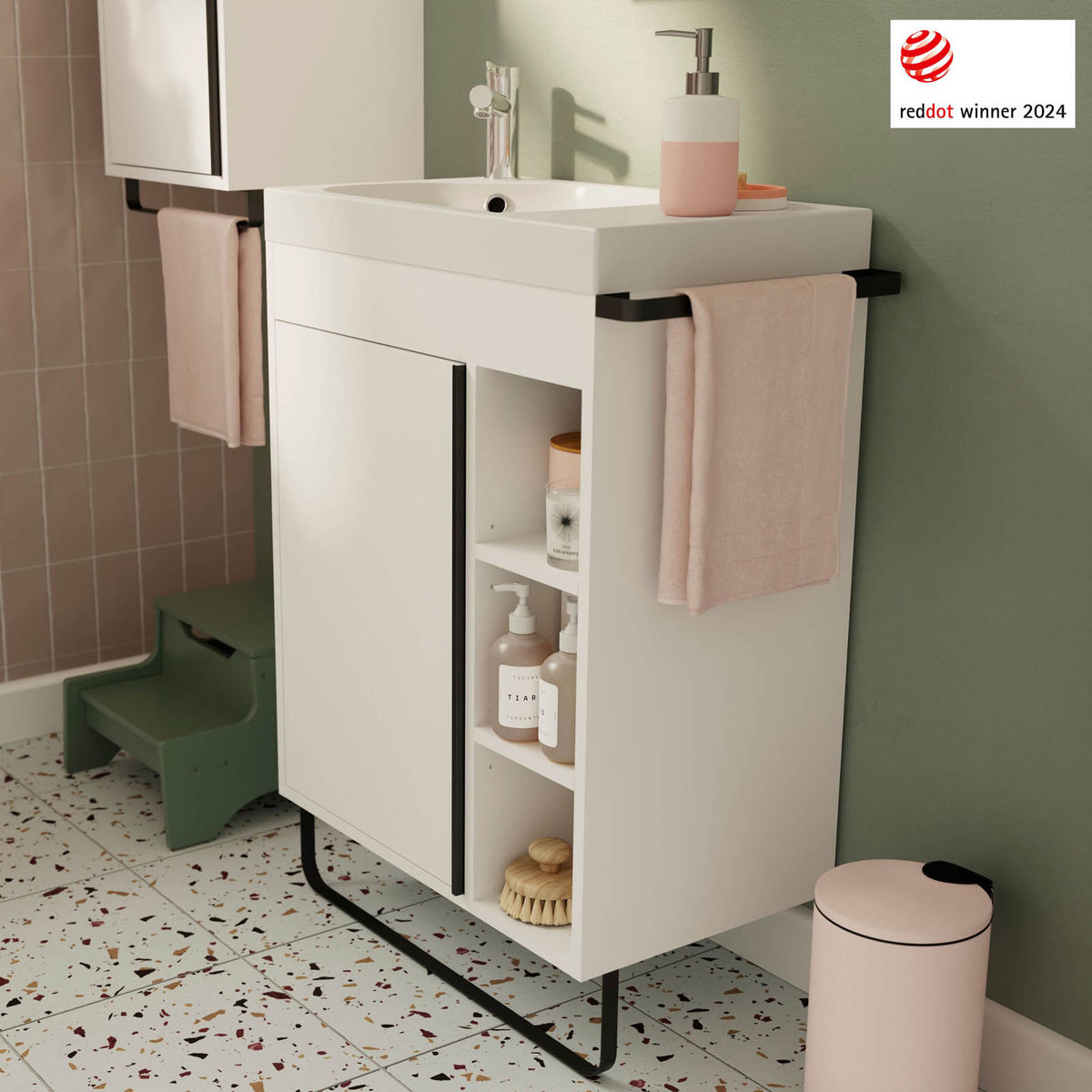 Bathroom Cabinet Maza Matt White Single Door Wall Mounted Modern H82xW65cm - Image 2