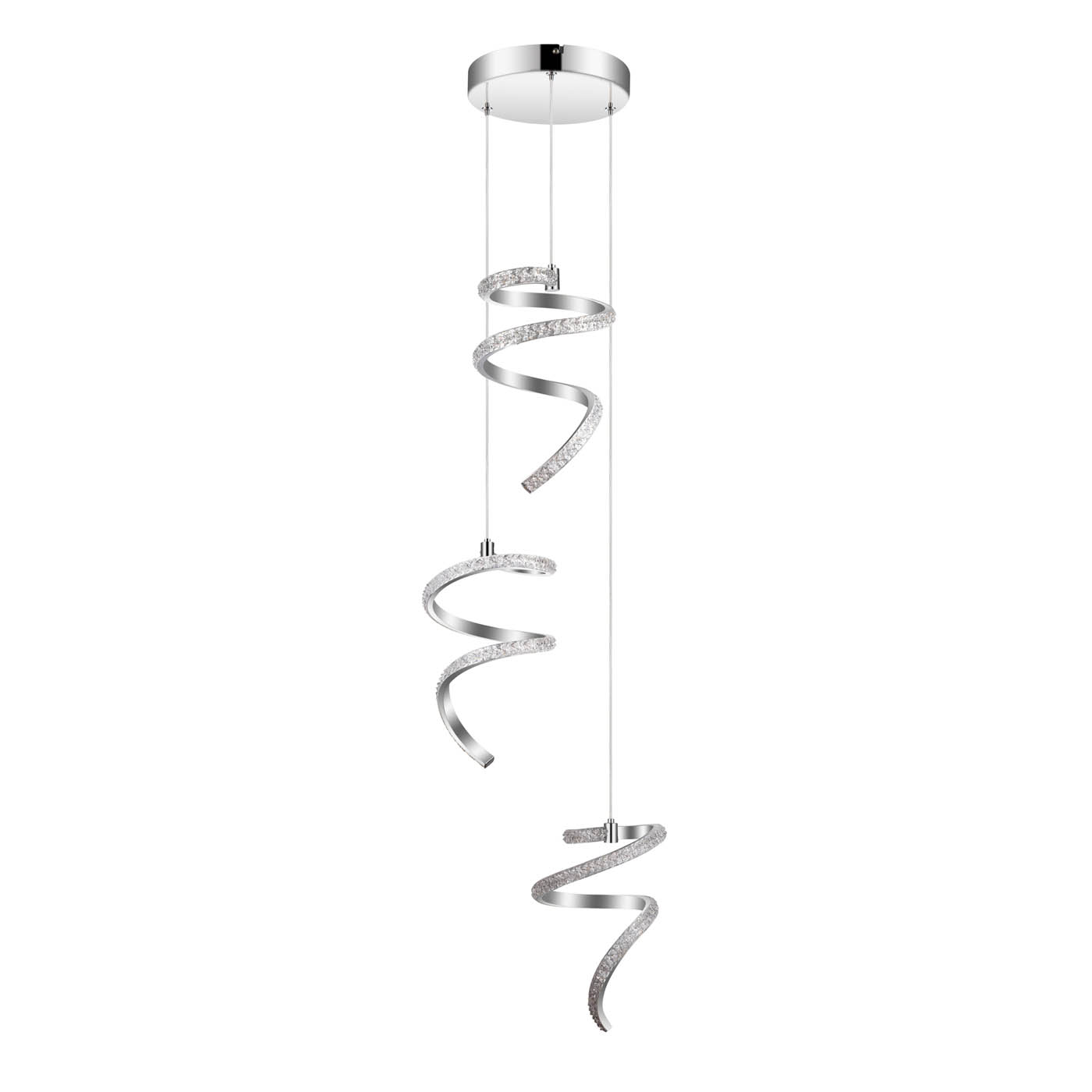 Ceiling Light LED Warm White 3000lm Geometric Chrome Pendant 28W Modern (H)1.27m - Image 1